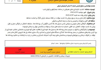 🔹هشدار نارنجی هواشناسی