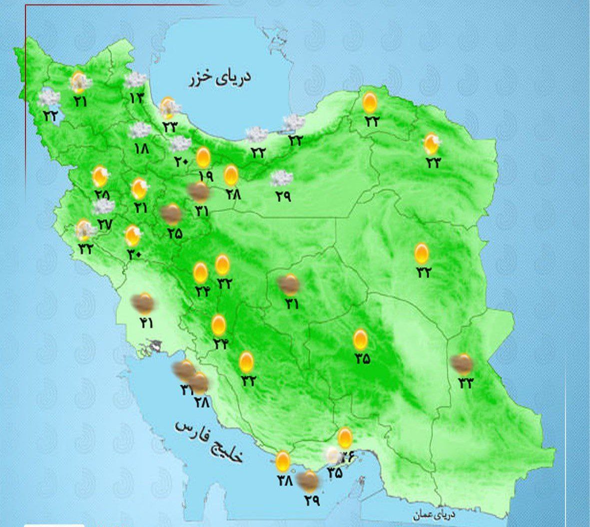 رگبار و رعدوبرق در تهران و البرز و مناطقی از شمال غرب و شمال کشور